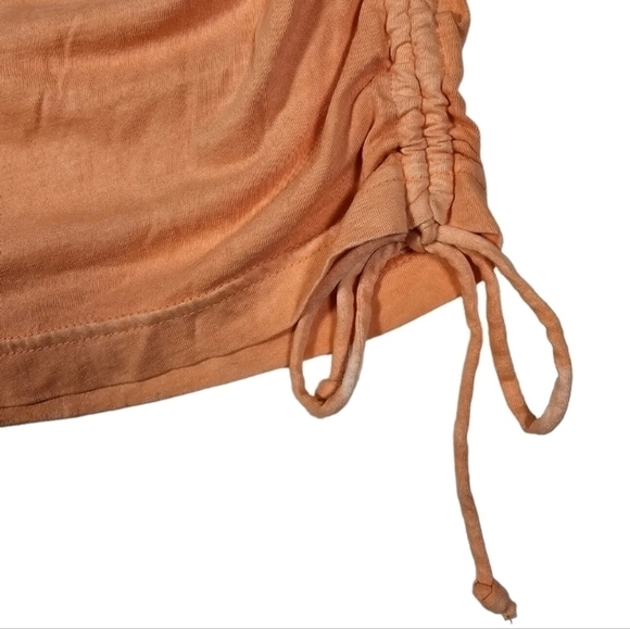 PINK Victoria's Secret Shirt Long Sleeve Drawstring Ruched Side Orange Small - Picture 3 of 13